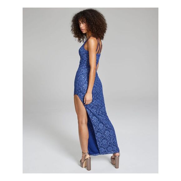 TEEZE ME Womens Blue Adjustable Sleeveless Formal Sheath Dress 1\2 - Picture 2 of 4